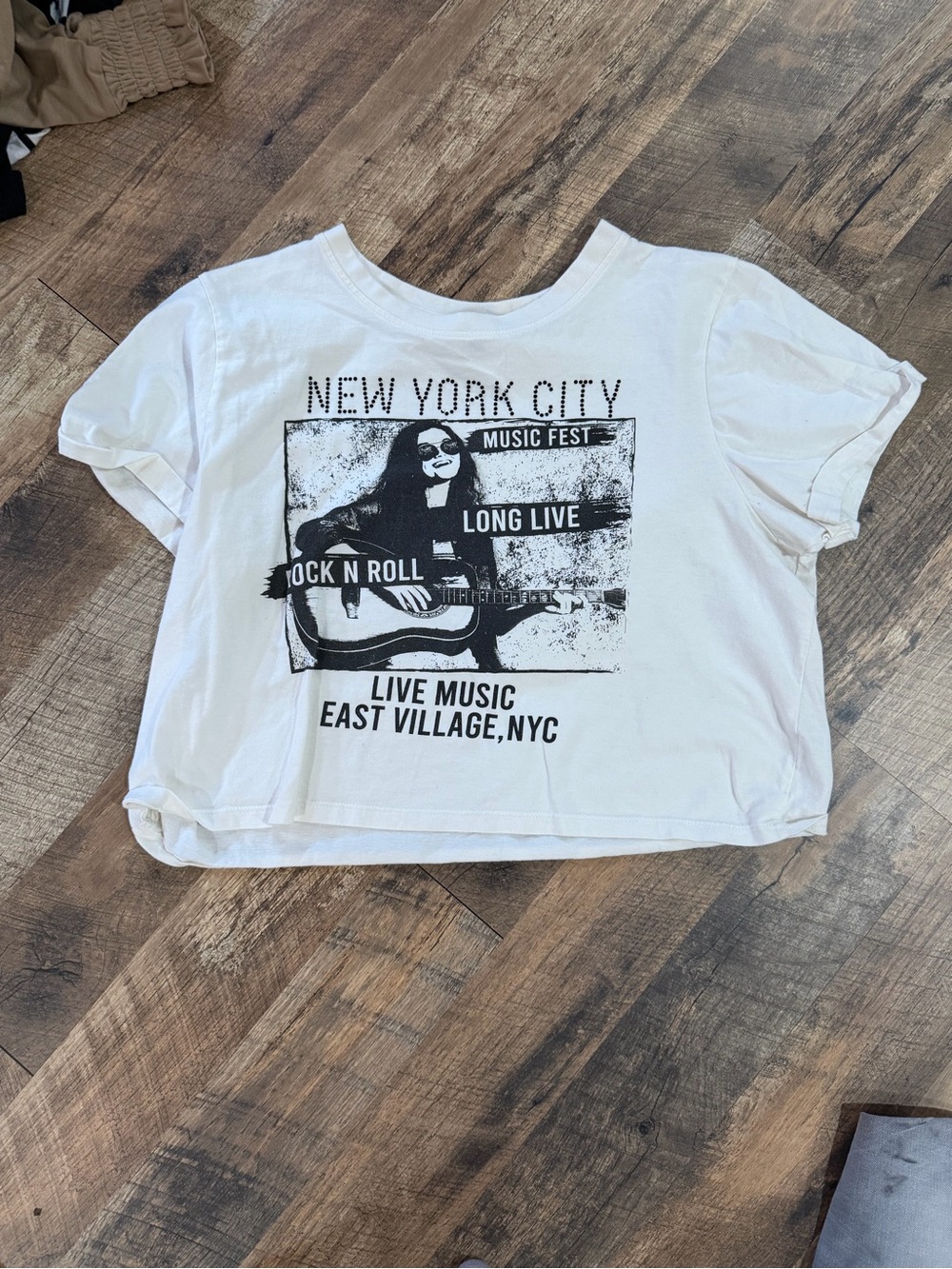 White New York City Graphic Crop Tee